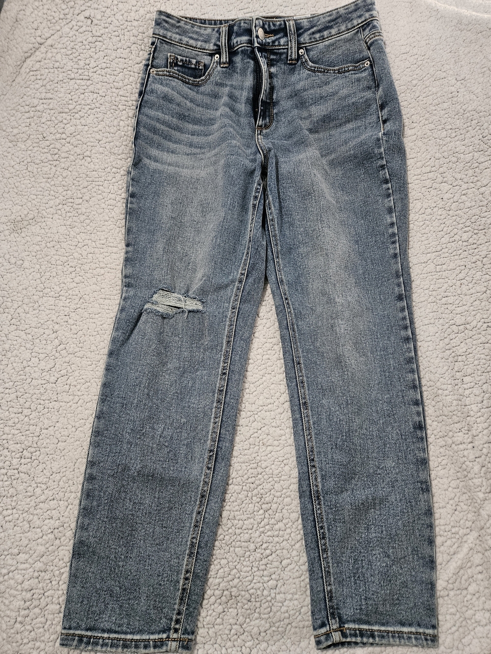 Time and Tru Light Blue Distressed Straight-Leg Jeans